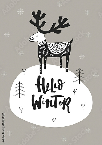 Постер Hello winter с типом исполнения На холсте без рамы