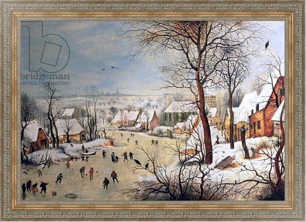 Постер Winter Landscape with Birdtrap, 1601 с типом исполнения На холсте в раме в багетной раме 484.M48.310