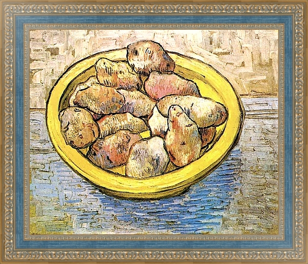 Постер Натюрморт: картофель на желтом блюде с типом исполнения На холсте в раме в багетной раме 484.M48.685