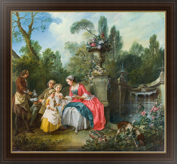 Постер Кофепитие в саду с типом исполнения На холсте в раме в багетной раме 1.023.151