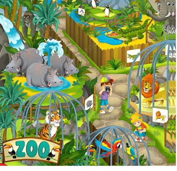 Постер Зоопарк с типом исполнения На холсте без рамы