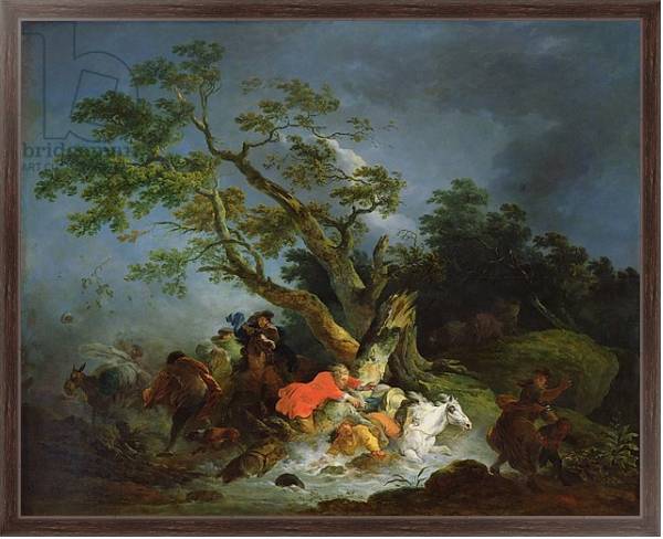 Постер Travellers Caught in a Storm, c.1770 с типом исполнения На холсте в раме в багетной раме 221-02