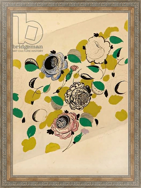 Постер Textile design with roses, с типом исполнения На холсте в раме в багетной раме 484.M48.310