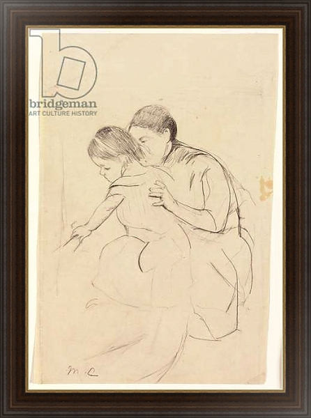 Постер Baby with Left Hand Touching a Tub, Held by Her Nurse, c.1891 с типом исполнения На холсте в раме в багетной раме 1.023.151