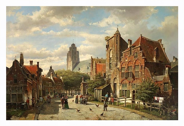 Постер Голландский городок с типом исполнения На холсте в раме в багетной раме 221-03