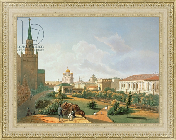 Постер The Alexander Garden in Moscow, printed by Jacottet and Bachelier, 1830 с типом исполнения Акварель в раме в багетной раме 484.M48.725
