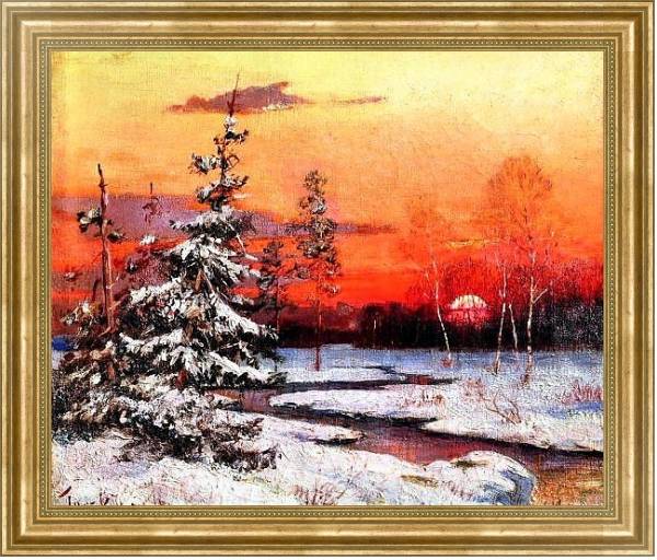 Постер Зимний пейзаж 7 с типом исполнения На холсте в раме в багетной раме NA033.1.051
