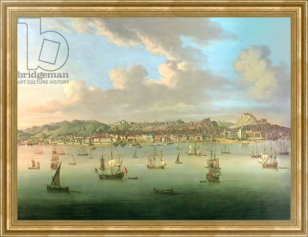 Постер The British Fleet Sailing into Lisbon Harbour, 1735 с типом исполнения На холсте в раме в багетной раме NA033.1.051