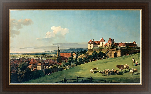 Постер Вид Пирны от замка Зонненштайн с типом исполнения На холсте в раме в багетной раме 1.023.151