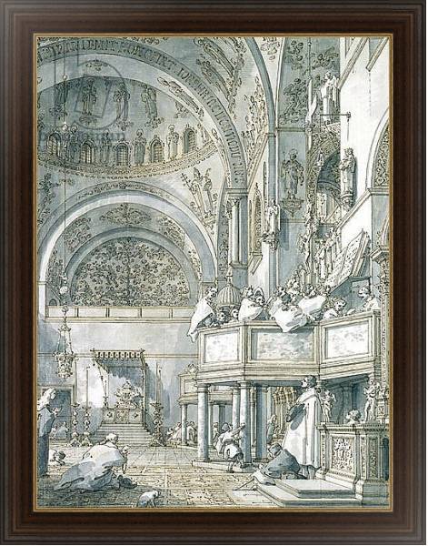 Постер The Choir Singing in St. Mark's Basilica, Venice, 1766 с типом исполнения На холсте в раме в багетной раме 1.023.151