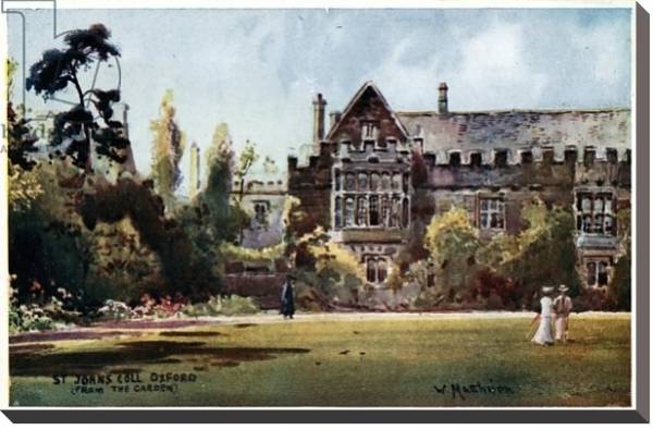 Постер St John's College, from the garden с типом исполнения На холсте без рамы