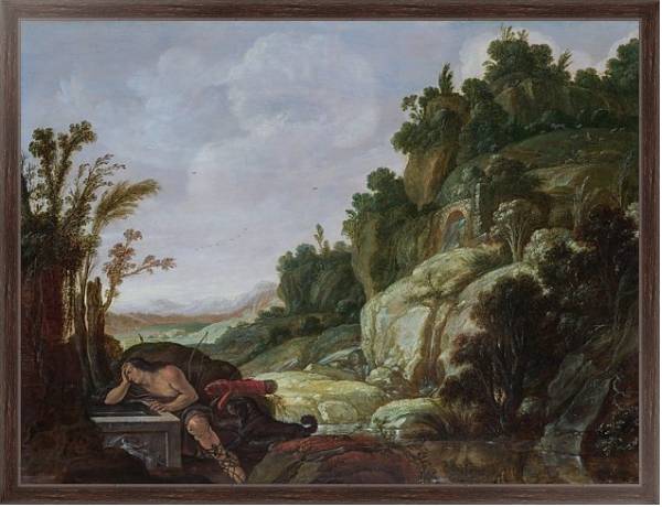Постер Горный пейзаж с Нарциссом с типом исполнения На холсте в раме в багетной раме 221-02