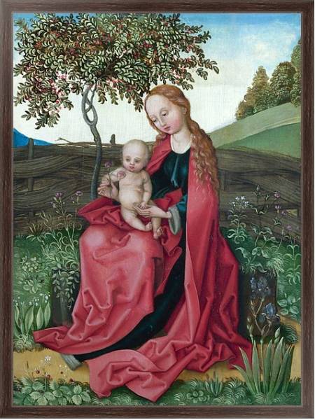 Постер Дева Мария с младенцем в саду с типом исполнения На холсте в раме в багетной раме 221-02