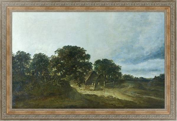 Постер Пейзаж с деревьями, домами и дорогой 2 с типом исполнения На холсте в раме в багетной раме 484.M48.310