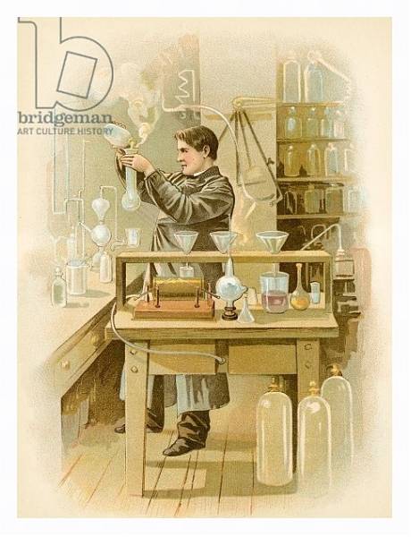 Постер Thomas Edison in his laboratory с типом исполнения На холсте в раме в багетной раме 221-03