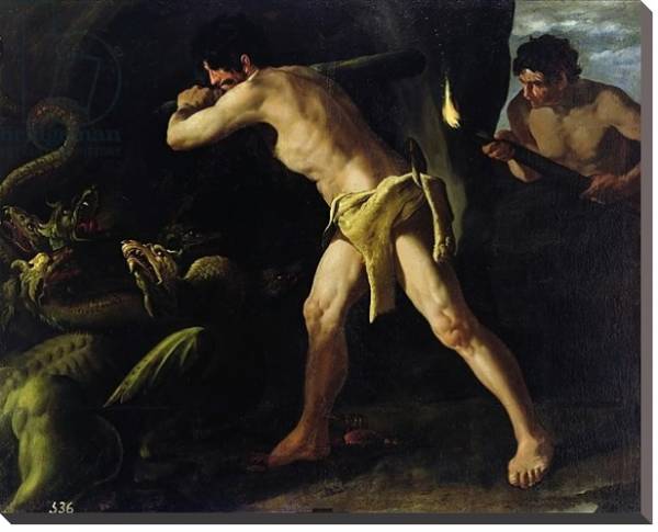 Постер Hercules Fighting with the Lernaean Hydra, c.1634 с типом исполнения На холсте без рамы