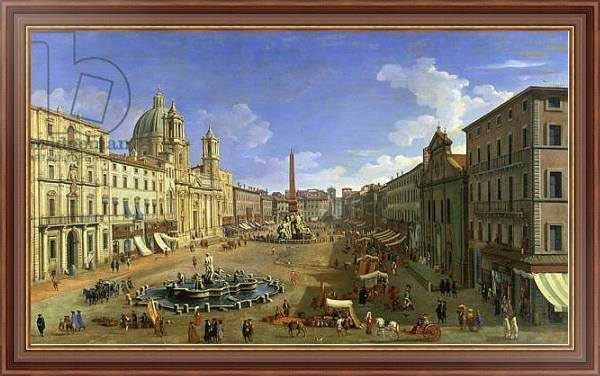 Постер View of the Piazza Navona, Rome с типом исполнения На холсте в раме в багетной раме 35-M719P-83