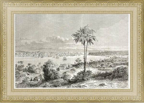 Постер Havana old view, Cuba. Created by Lancelot, published on Le Tour du Monde, Paris, 1860 с типом исполнения Акварель в раме в багетной раме 484.M48.725