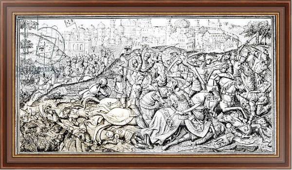 Постер Facsimile of the Conquest of Jerusalem by Charlemagne, from the 'Chroniques de Charlemagne' с типом исполнения На холсте в раме в багетной раме 35-M719P-83