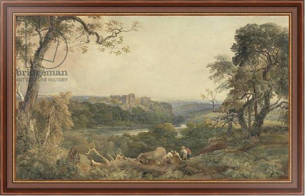 Постер Castle above a River, Woodcutters in the Foreground с типом исполнения На холсте в раме в багетной раме 35-M719P-83