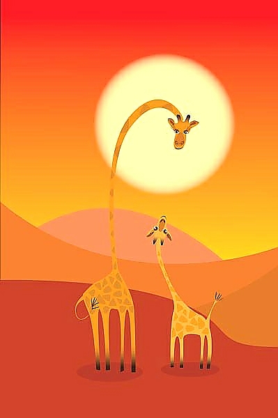 Постер Жирафы с типом исполнения На холсте без рамы