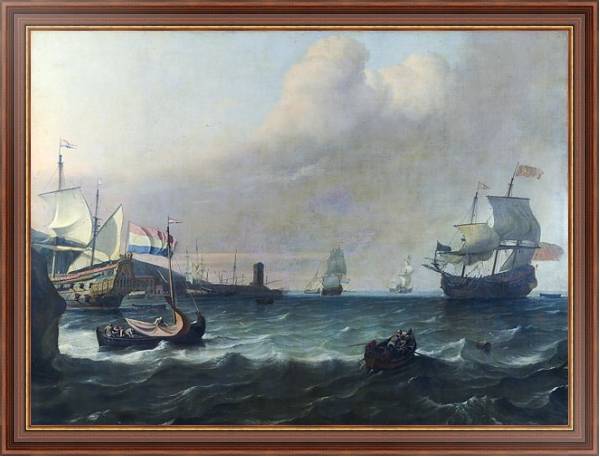 Постер Голландский военный корабль, входящий в Среднеземноморской порт с типом исполнения На холсте в раме в багетной раме 35-M719P-83