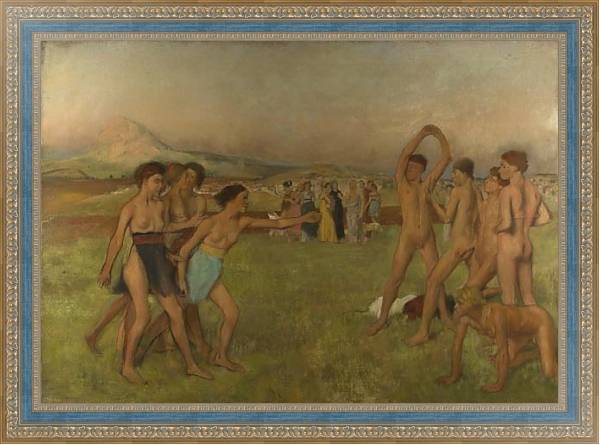 Постер Упражняющиеся юные спартанцы с типом исполнения На холсте в раме в багетной раме 484.M48.685