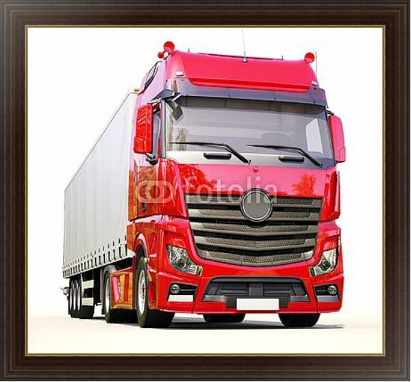 Постер Красный грузовик с типом исполнения На холсте в раме в багетной раме 1.023.151