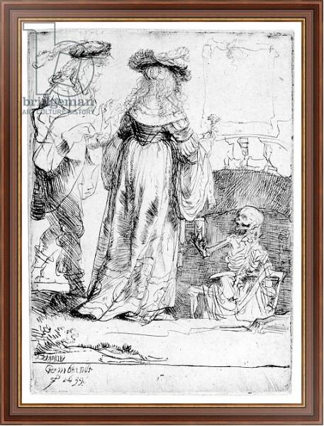 Постер Death appearing to a wedded couple from an open grave, 1639 с типом исполнения На холсте в раме в багетной раме 35-M719P-83