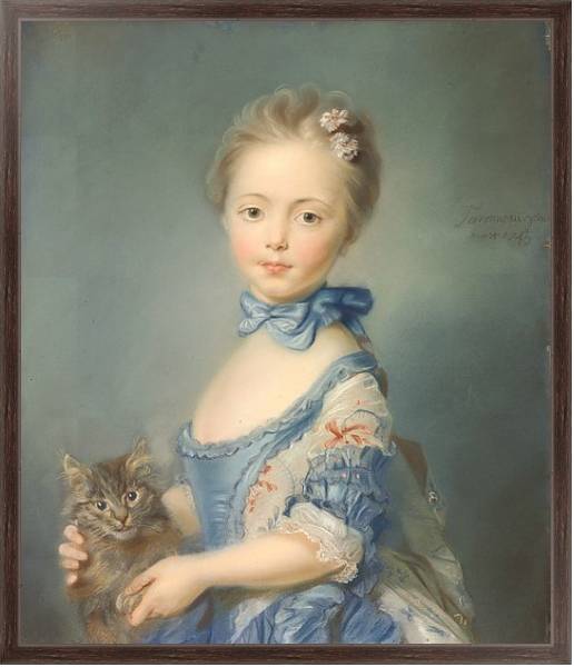 Постер Девочка с котенком с типом исполнения На холсте в раме в багетной раме 221-02