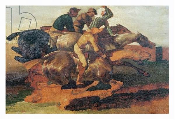 Постер Four Jockeys Galloping с типом исполнения На холсте в раме в багетной раме 221-03