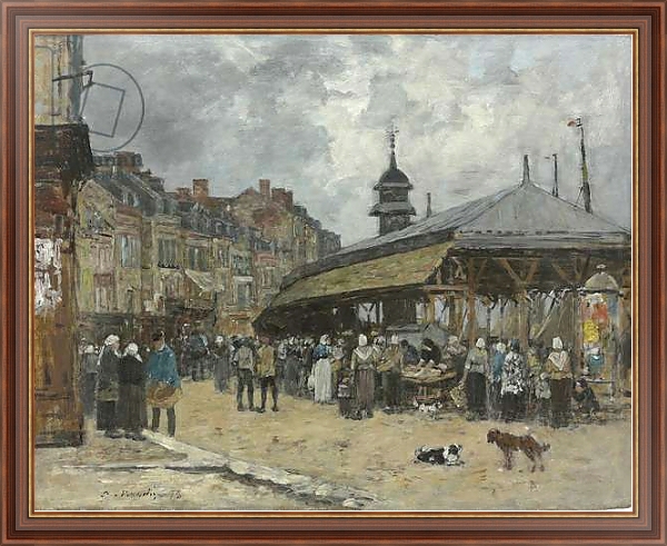 Постер Market at Trouville; Marche a Trouville, 1878 с типом исполнения На холсте в раме в багетной раме 35-M719P-83