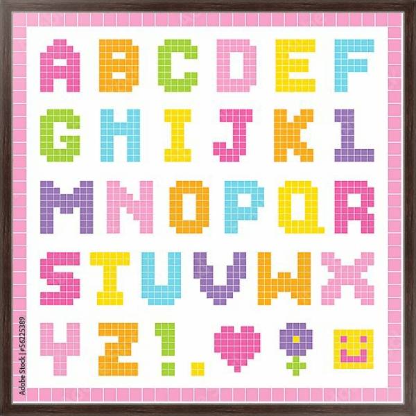 Постер Детский алфавит. Английские буквы с типом исполнения На холсте в раме в багетной раме 221-02
