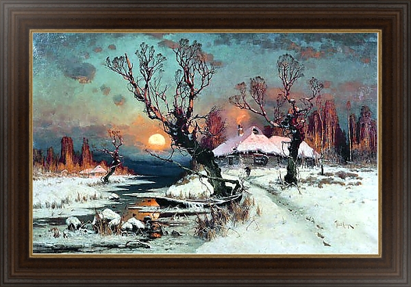 Постер Закат солнца зимой. 1891 с типом исполнения На холсте в раме в багетной раме 1.023.151
