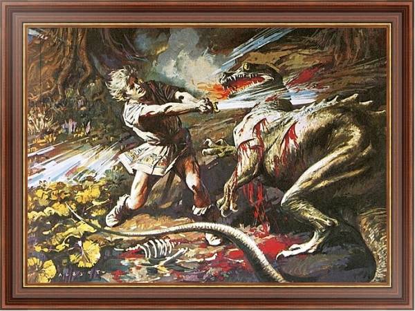 Постер Sigurd slaying the dragon Fafnir с типом исполнения На холсте в раме в багетной раме 35-M719P-83