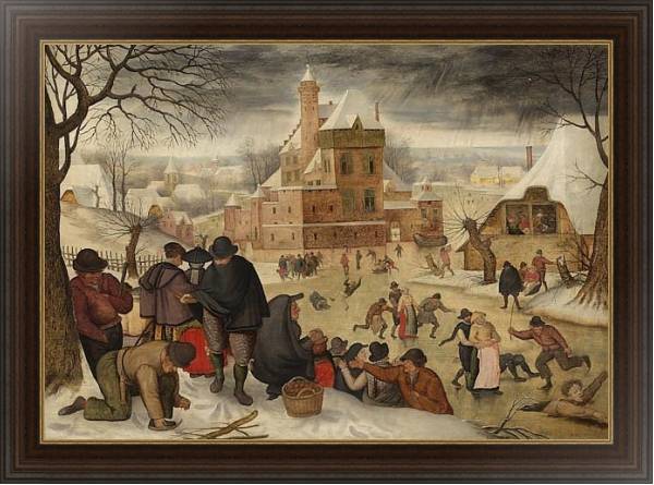 Постер Зимний пейзаж 11 с типом исполнения На холсте в раме в багетной раме 1.023.151