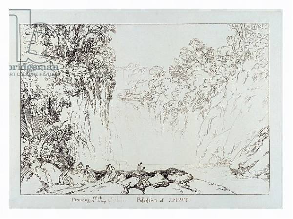 Постер The Fall of the Clyde, engraved by Charles Turner 1859-60 с типом исполнения На холсте в раме в багетной раме 221-03