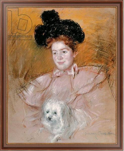 Постер Woman holding a dog с типом исполнения На холсте в раме в багетной раме 35-M719P-83