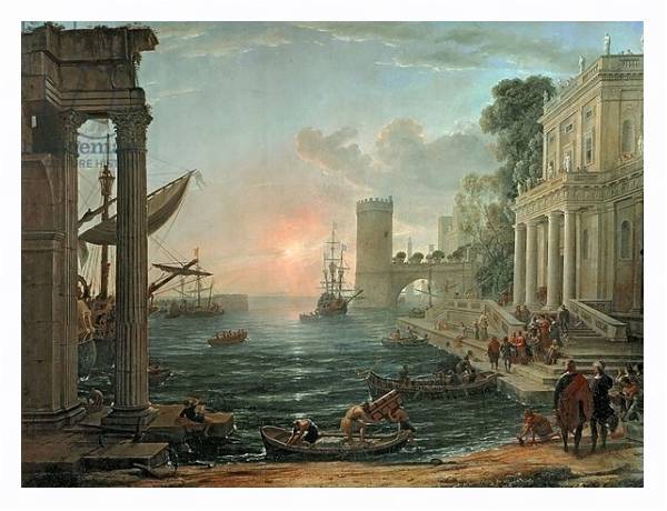 Постер Seaport with the Embarkation of the Queen of Sheba, 1648 с типом исполнения На холсте в раме в багетной раме 221-03