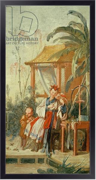 Постер A Chinese Garden, study for a tapestry cartoon, c.1742 с типом исполнения На холсте в раме в багетной раме 221-01