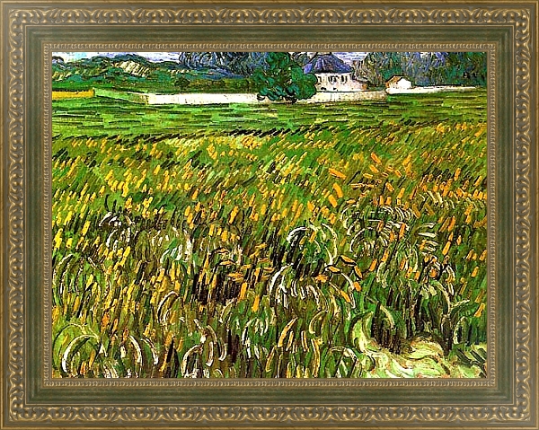 Постер Пшеничное поле в Овере и белый дом с типом исполнения На холсте в раме в багетной раме 484.M48.640