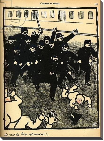 Постер A police brigade charges a group of demonstrators, 1902 с типом исполнения На холсте без рамы