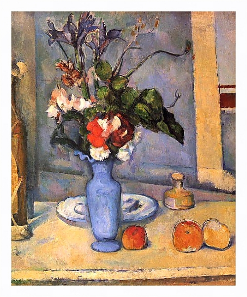 Постер Натюрморт с голубой вазой с типом исполнения На холсте в раме в багетной раме 221-03