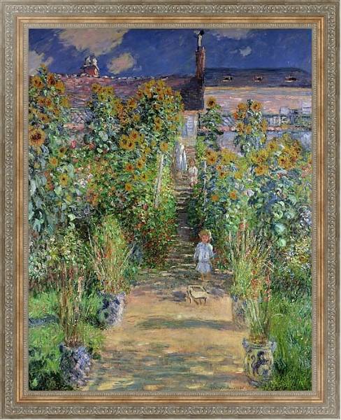 Постер Monet's garden at V?theuil с типом исполнения На холсте в раме в багетной раме 484.M48.310