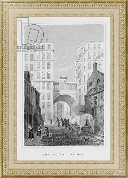 Постер The Regent Bridge, Edinburgh, engraved by Thomas Barber, 1829 с типом исполнения Акварель в раме в багетной раме 484.M48.725