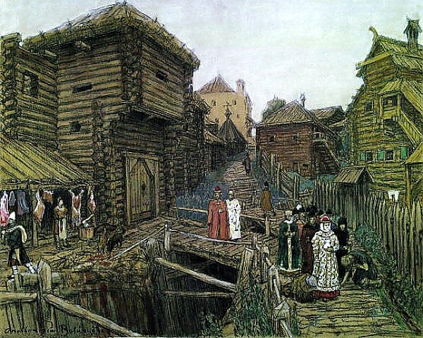 Постер Выход боярыни (боярыня, княгиня). 1909 с типом исполнения На холсте без рамы