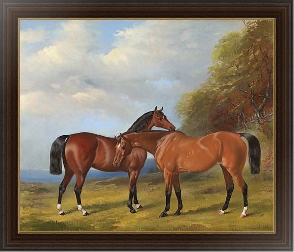 Постер Две скаковые лошади с типом исполнения На холсте в раме в багетной раме 1.023.151