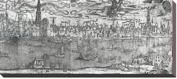 Постер View of Antwerp Harbour, detail of the right hand section, 1515-50 с типом исполнения На холсте без рамы