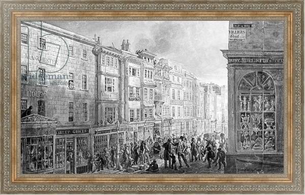 Постер The Strand from the corner of Villiers Street, 1824 с типом исполнения На холсте в раме в багетной раме 484.M48.310