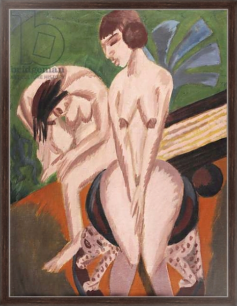Постер Two Nudes in the Room; Zwei Akte im Raum, 1914 с типом исполнения На холсте в раме в багетной раме 221-02